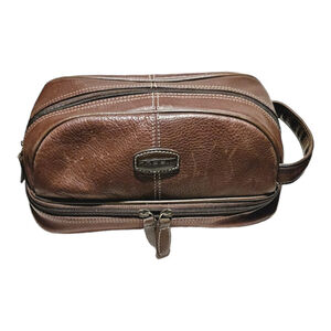 Fossil Brown Leather Travel Toiletry Bag One Size
